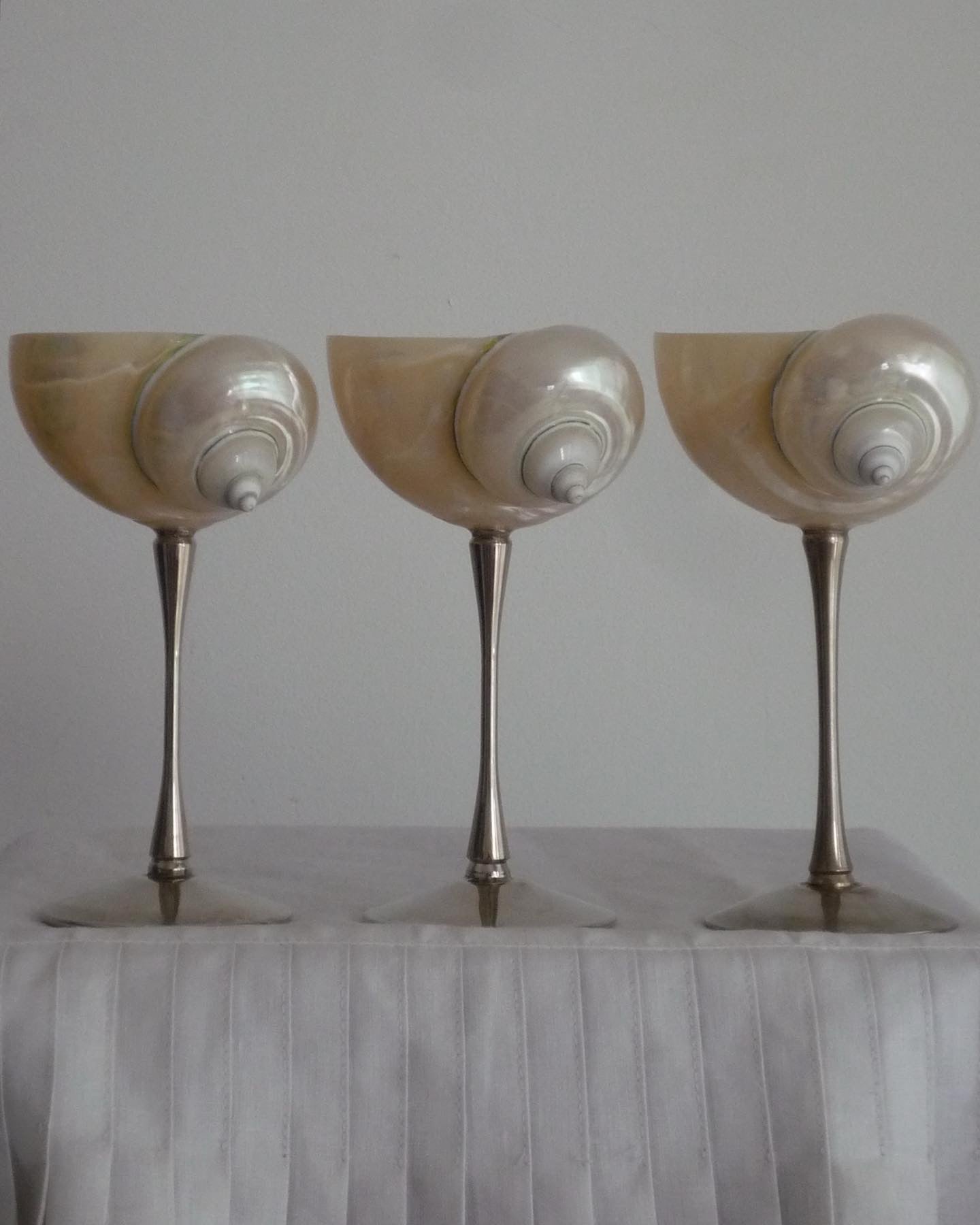 Curly shell glass with silver plated thin and high stem