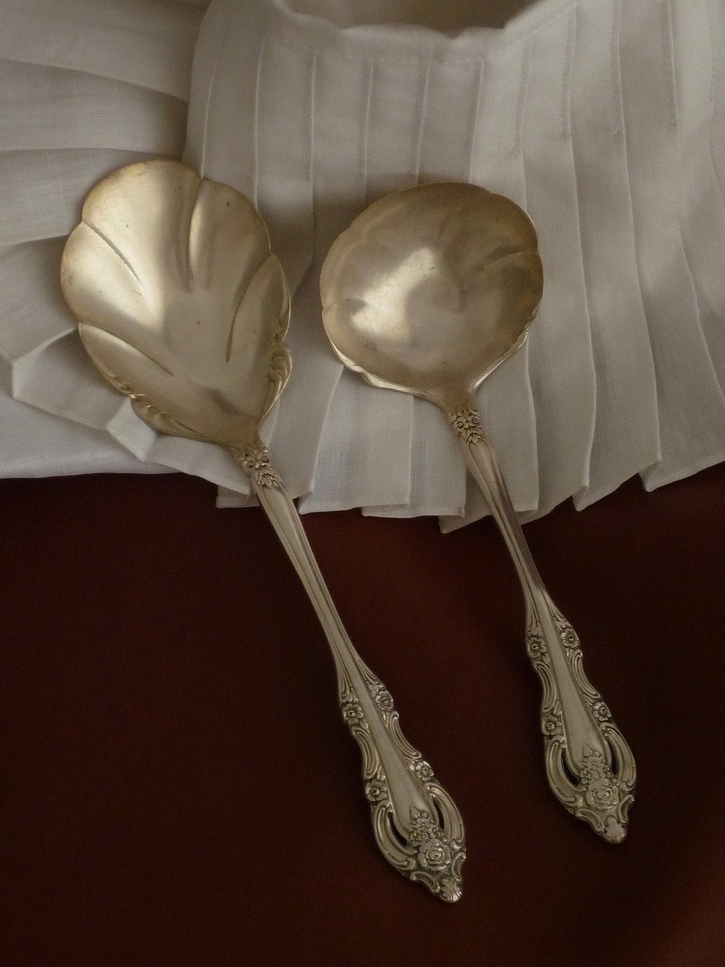 Set of serving salad spoons